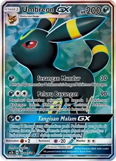 Umbreon GX SR — kartu Pokémon cetakan Indonesia