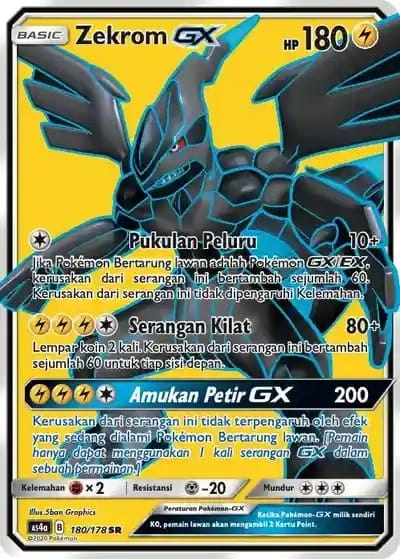 Zekrom GX SR — kartu Pokémon cetakan Indonesia