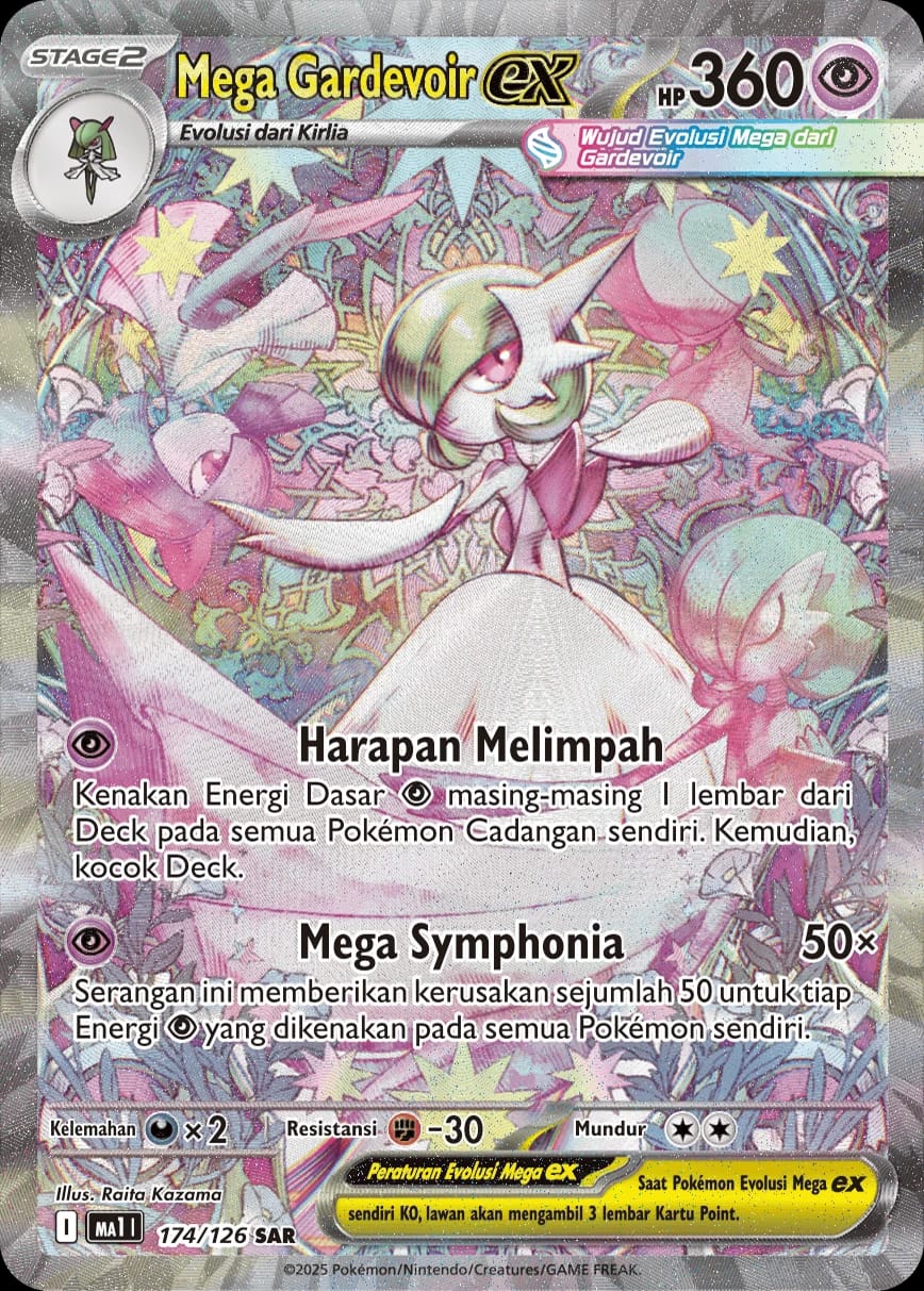 Mega Gardevoir ex SAR — kartu Pokémon cetakan Indonesia
