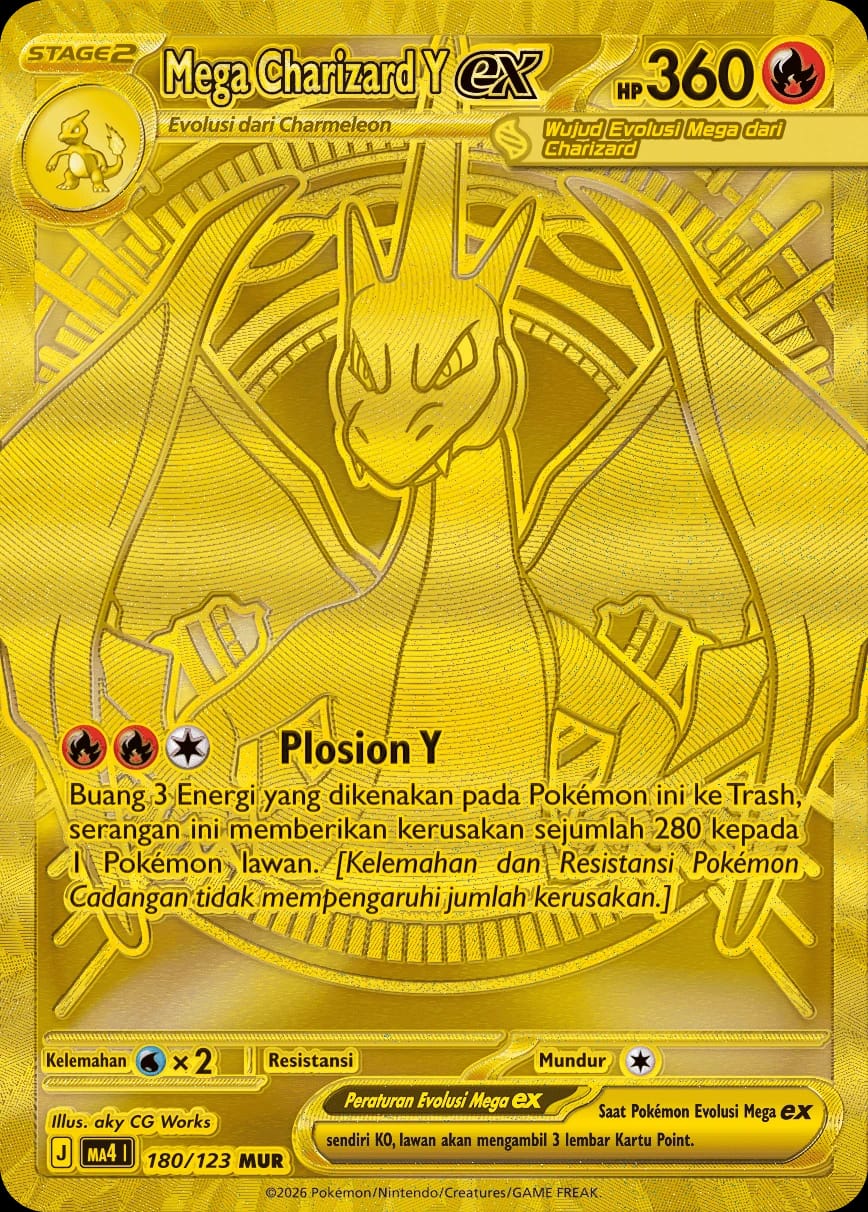 Mega Charizard Y ex MUR — kartu Pokémon cetakan Indonesia