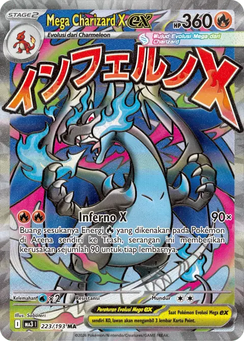 Mega Charizard X ex MA — kartu Pokémon cetakan Indonesia