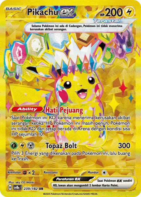 Pikachu ex UR sv8s — kartu Pokémon cetakan Indonesia