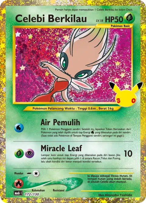 Shining Celebi Classic 30th — kartu Pokémon cetakan Indonesia
