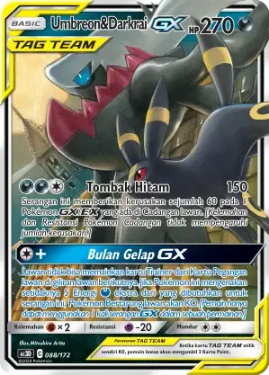 Umbreon Darkrai GX TD — kartu Pokémon cetakan Indonesia